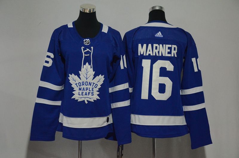 Women Toronto Maple Leafs #16 Marner Blue Hockey Stitched Adidas NHL Jerseys